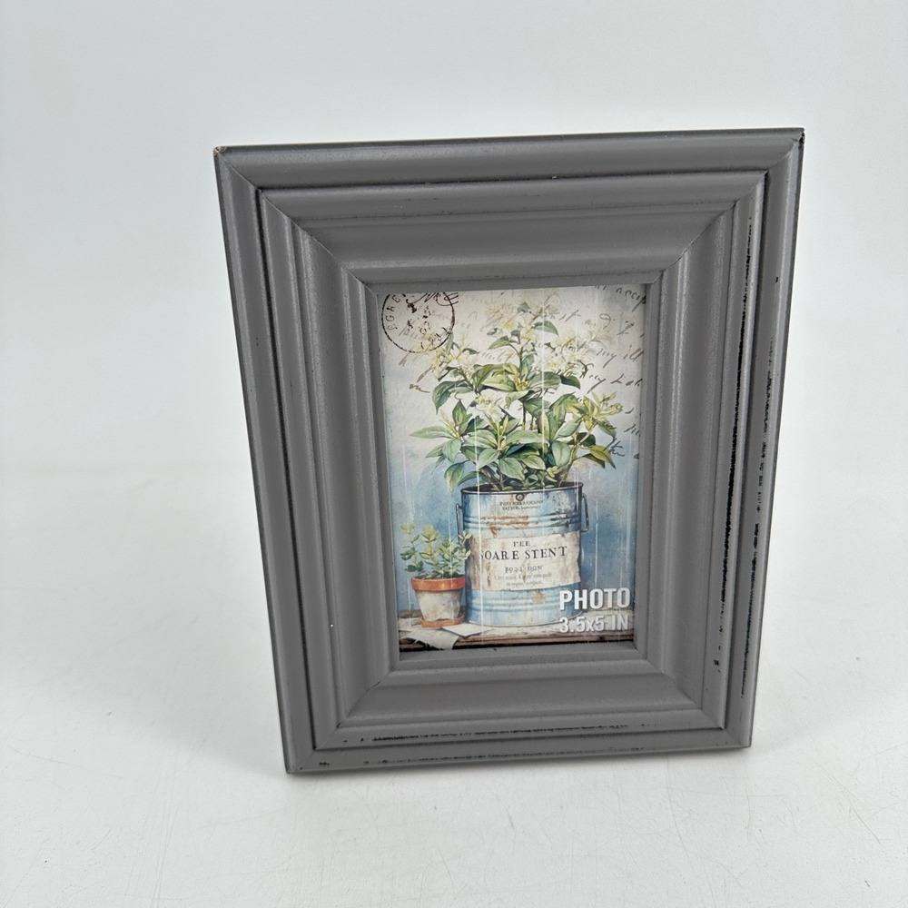 Distressed Gray Wood Picture Frame for 3.5x5 Photo Tabletop Wall Mount Decor